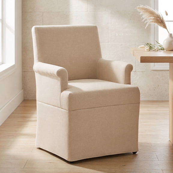 Elegant Upholstered Dining Chair with Skirted Base, Accent Armchair for Living Room, Bedroom, Dining Room