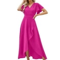 thumbnail image 1 of Elegant V Neck Pleated Dress Women Stylish Evening Gown Wedding Guest Formal Event Partywear Flowy Midi Dress, 1 of 2