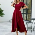 thumbnail image 1 of Elegant V Neck Pleated Dress For Women Stylish Evening Gown For Wedding Guests And Formal Events Maternity New Years Eve Outfit Dress for Wedding Guest Gown Tall Long Dress for Juniors Tuxedo Long, 1 of 4