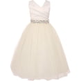 thumbnail image 1 of Elegant V Neck Rhinestone Belt Big Girl Flower Girls Dresses Ivory Ivory 10, 1 of 2
