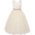 thumbnail image 1 of Elegant V Neck Rhinestone Belt Big Girl Flower Girls Dresses Ivory Ivory 12, 1 of 2