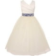 thumbnail image 1 of Elegant V Neck Rhinestone Belt Little Girl Flower Girls Dresses Ivory Royal 2, 1 of 2