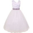 thumbnail image 1 of Elegant V Neck Rhinestone Belt Little Girl Flower Girls Dresses White Lilac 6, 1 of 2