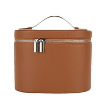 Elegant Vanity Makeup Bag with Handle and Divider PU Leather Cosmetic Organizer Toiletry Pouch for Women Girls Travel