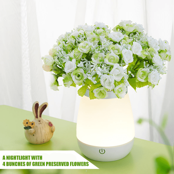 Elegant Vase Ambient Lamp - 350ml Real Flower Vase with LED Light, Modern Bedside Table Lamp for Bedroom, Stylish Home Decor Accent, Unique High-End Gift for Housewarming