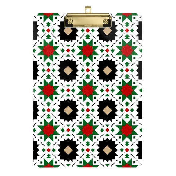 Elegant Vectors Pattern in Christmas Color Acrylic Clipboard Drawing Board with Hook Writing Pad File Storage A4 Size Gold 12.5" x 9"