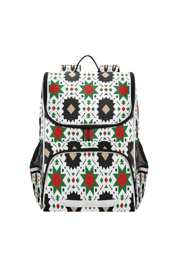 Elegant Vectors Pattern in Christmas Color Backpack Purse Daypack Book Bag Fashion Accessories Unisex 15L for Commute Travel School