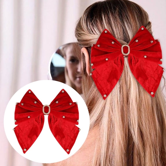 Elegant Velvet Bow Pearl Hair Clip for Women Top Headpiece Hair Accessory Barrette