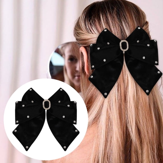 Elegant Velvet Bow Pearl Hair Clip for Women Top Headpiece Hair Accessory Barrette
