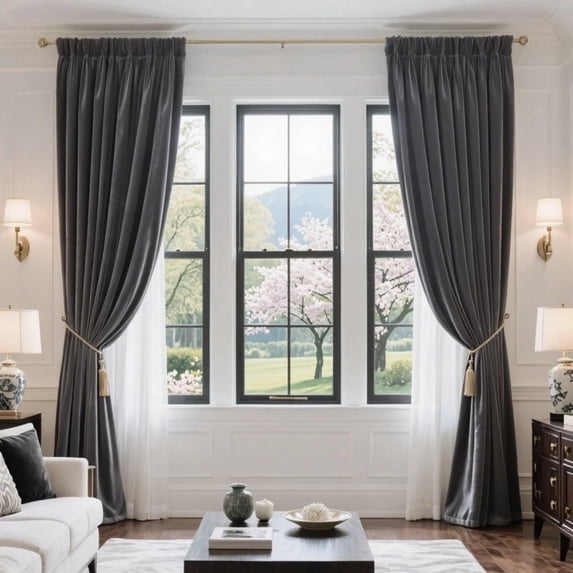 Elegant Velvet Curtains, Light Filtering & Noise Reducing Thermal Drapes, Heavy Duty Rod Pocket Window Panels for Home Theater & Bedroom, 2 Panels