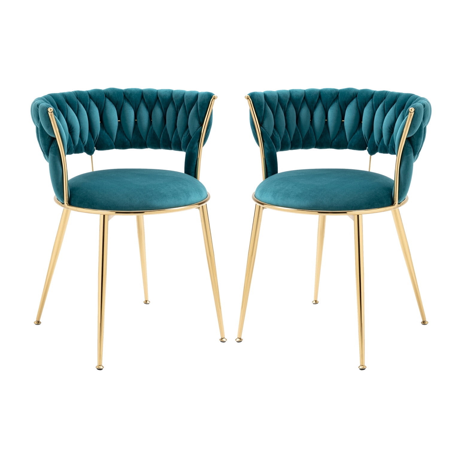 Navy Velvet Upholstered Side Chair with Gold Metal Legs