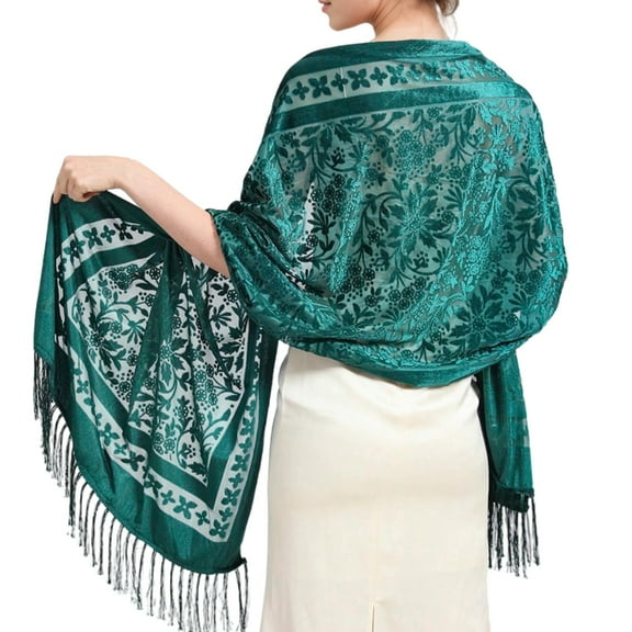 Elegant Velvet Shawl Ethic Style Scarf for Evening Dresses and Formal Event