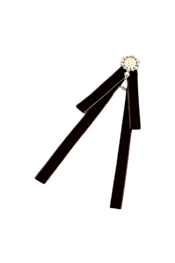 Elegant Velvets Pearls Brooch Pin With Ribbon Bowknot Jewelry Accessory For Formal Attire And Special Occasions