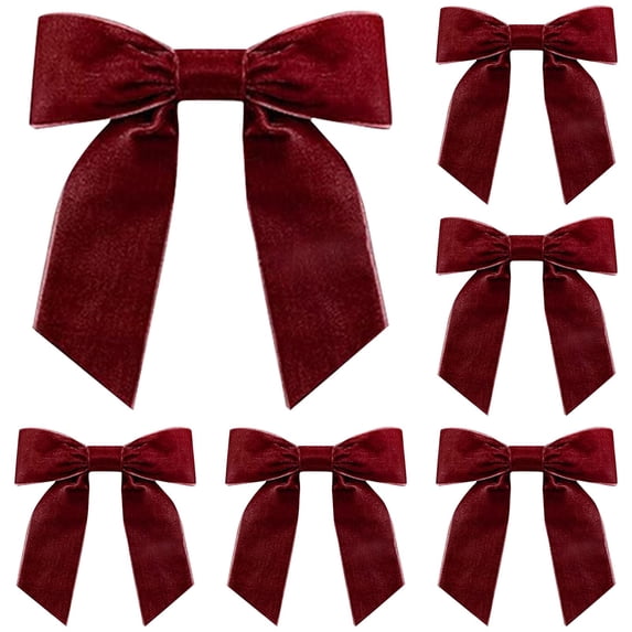 Elegant Velvety Pre-Tied Knot Bow 5 Pack, Ribbon Bow for Christmas Tree Wreath Garland Decoration, DIY Gift Wrapping Wedding Party Home Decor Accessories, By Cosmug