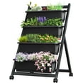 Elegant Vertical Raised Garden Bed w/Wheels,4 Tiers Freestanding