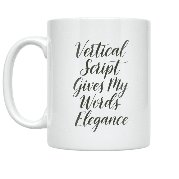 Elegant Vertical Script Design - Minimalist Coffee Enthusiast - 11 oz Ceramic Coffee Mug