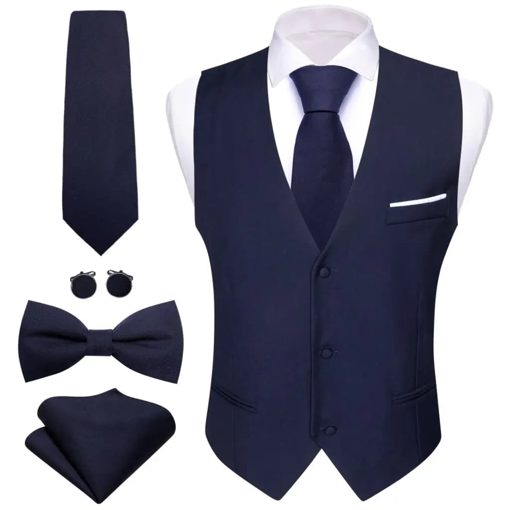 Elegant Vest for Men Pink Solid Satin Waistcoat Tie Bowtie Hanky Set Sleeveless Jacket Wedding