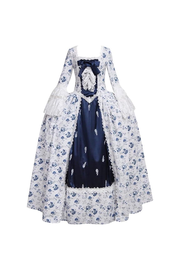 Elegant Victorian Rococo Dress for Women – Navy Blue Gothic Style Ball Gown for Formal and Special Occasions