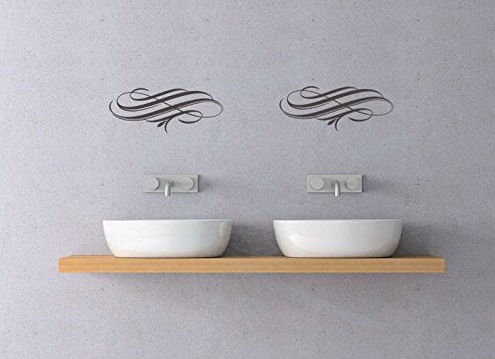 Elegant Vine Scrolls Wall Décor Swirls Vinyl Wall Decals, Set of 2
