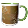 thumbnail image 1 of 3drose, Elegant Vines on Gold and Brown Tones, Thank You, 15oz Two-tone Green Mug, 1 of 6