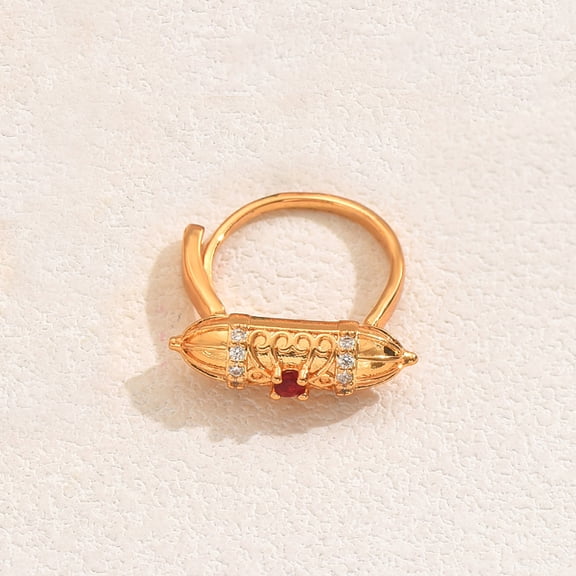Elegant Vintage Column Brass Pave Cubic Zirconia Rings for Women Golden Red DIY