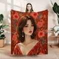 thumbnail image 1 of Elegant Vintage Floral Design Flannel Blanket - Soft Cozy Durable for Sofa Travel Bed and Chair - Warmth & Style Combined, 1 of 7