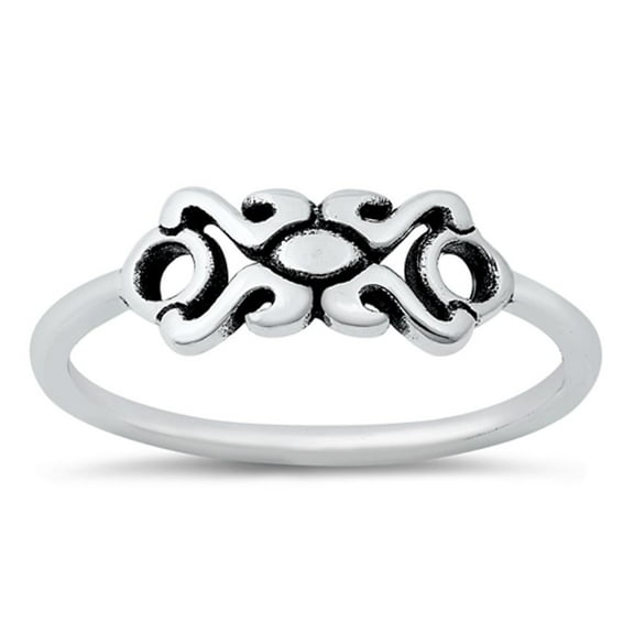 Elegant Vintage Floral Ring .925 Sterling Silver Band Jewelry Female Male Unisex Size 8