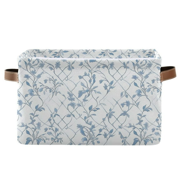 Elegant Vintage Flower Plant Storage Bins with Handle Fabric Organizer Basket Foldable Box 1 Pack 14.2x10.2x8.3