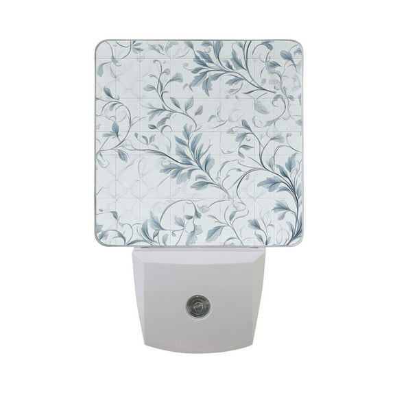 Elegant Vintage Flower on Grid Night Light 2 Pack LED Nightlight Plug into Wall Dusk to Dawn Sensor Soft White