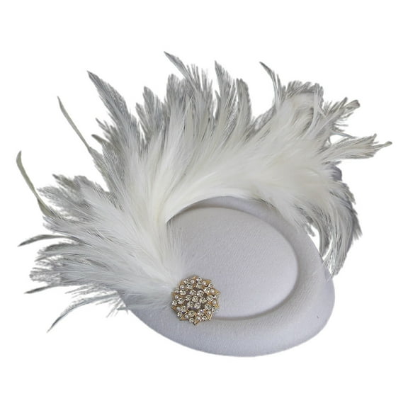 Elegant Vintage French Feather Mini Top Hat Hair Accessory For Bride Bridal Headpiece Fascinator For Weddings And Polyester Sweatbands Hair Bands Sports Just Hat with Pin Headbands for Working Out