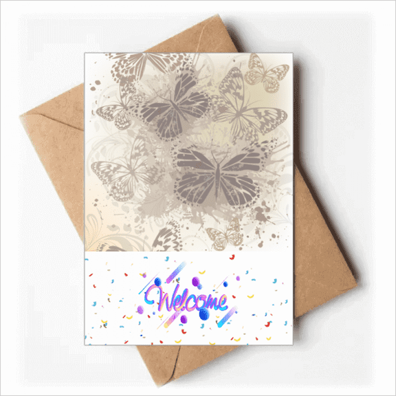 Elegant Vintage Grey Wallpaper Welcome Back Greeting Cards Envelopes Blank
