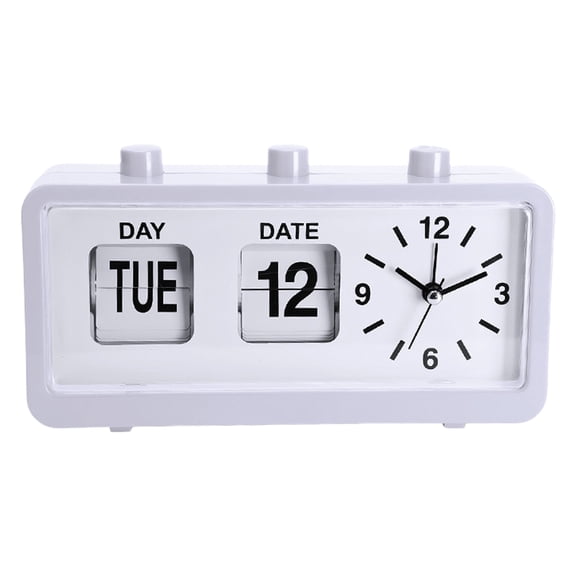 Elegant Vintage Manual Flipped Mechanical Alarm Clock with Calendar Date Day Time Displayfor Distinctive Home Decoration