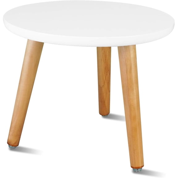 Elegant Vintage Wooden Folding Table, Round Shape, Plant Stand, White Color | Ideal For Living Room, Kids Play Area, End Table, Stool | Space Saving Design, Kid-Friendly, Versatile Usage