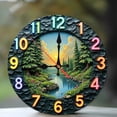thumbnail image 1 of Elegant Wall Clock with Scenic Nature Landscape Design 10-Inch Silent Wooden Wall Clock, Battery Operated (AA Batteries Not Included), Artistic Home Decor, 1 of 7