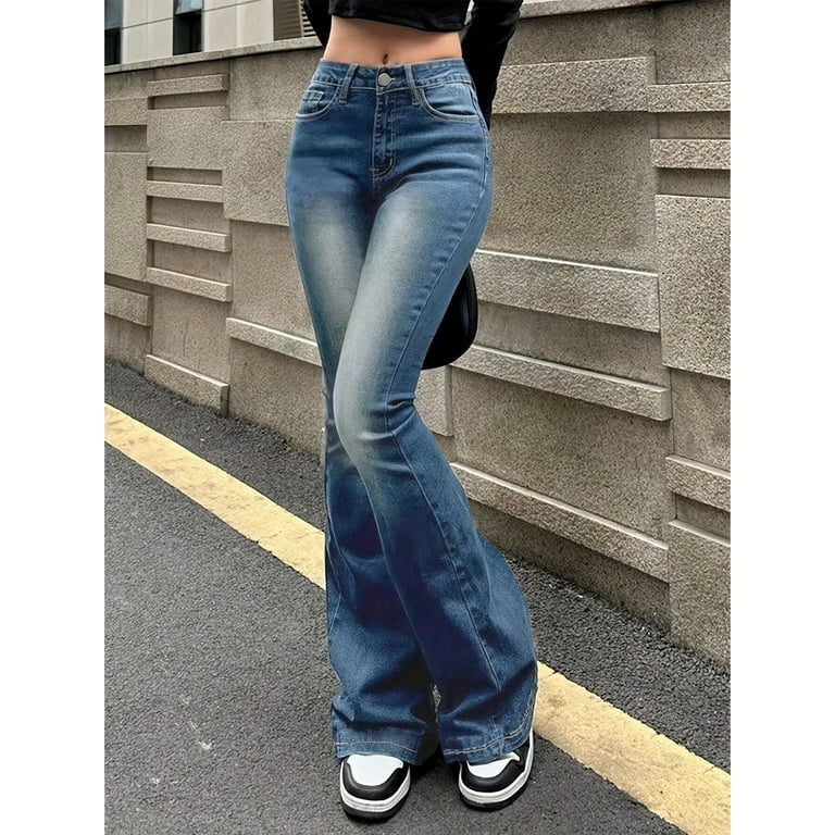 Elegant Washed Retro Flare Jeans – Slim Fit, High Stretch, All-Season  Comfort & Easy Care - Walmart.com