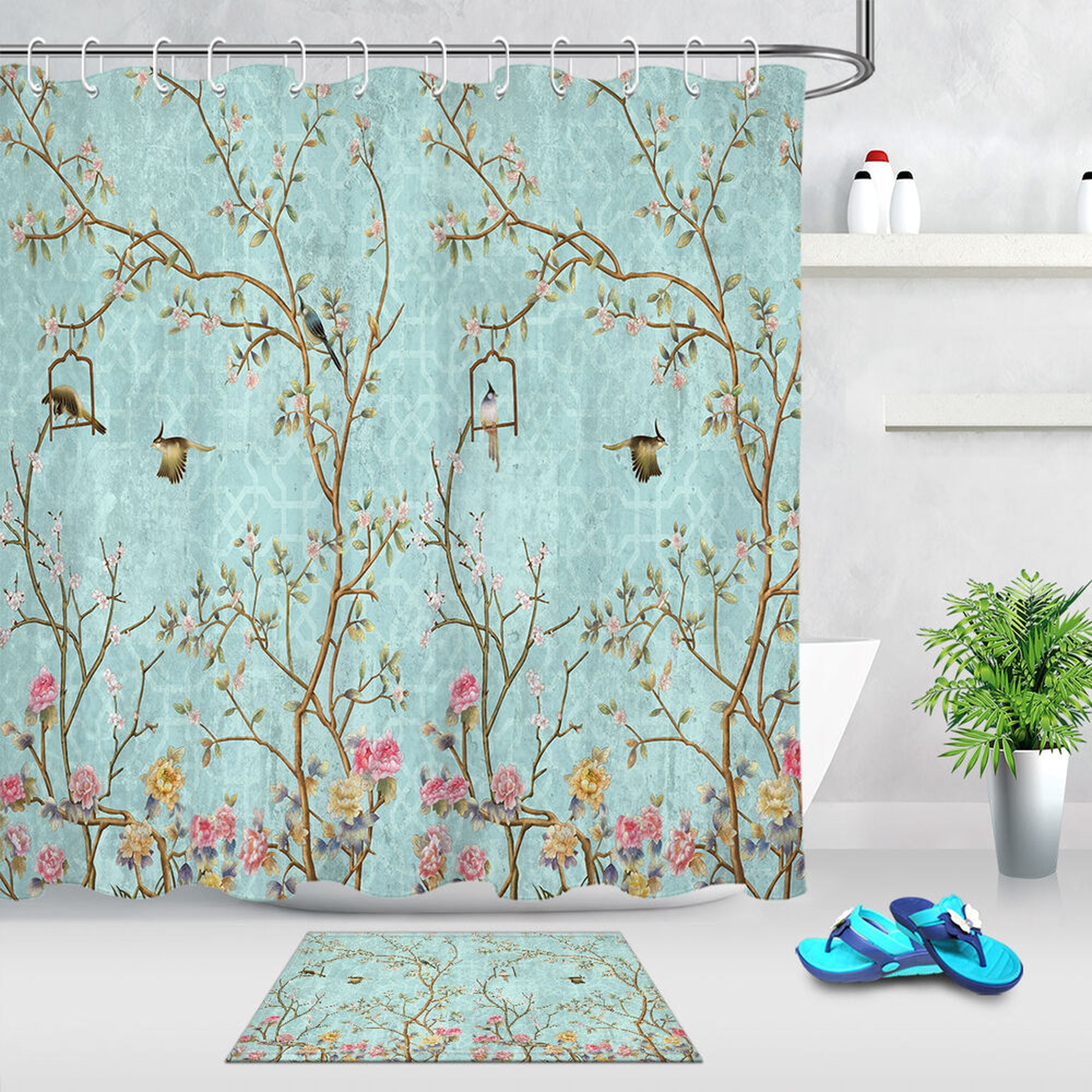 Elegant WaterResistant Shower Curtain with Natureinspired Designs