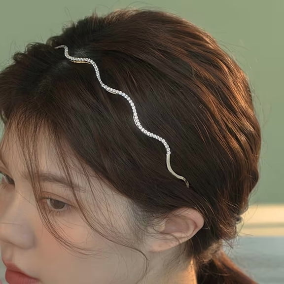 Elegant Wavy Diamond Headband Thin Edge Comfort Fit for Women