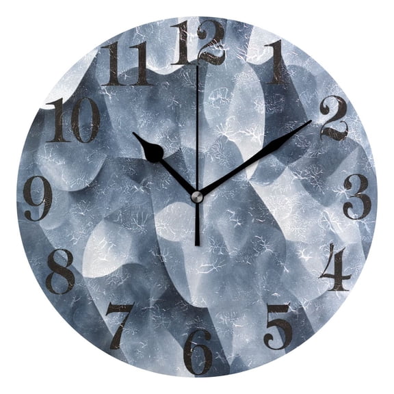 Elegant Wavy Geometric Round Wall Clock Battery Operated Silent Non-Ticking Bedroom Office Kitchen Home School Decor 10"(Black)