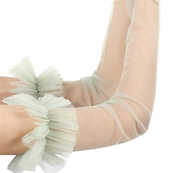 Elegant Wedding Bridal Mesh Arm Sleeves Long Sheer Arm Coverage Elbow Length Gloves For Bridesmaid and Formal Occasion