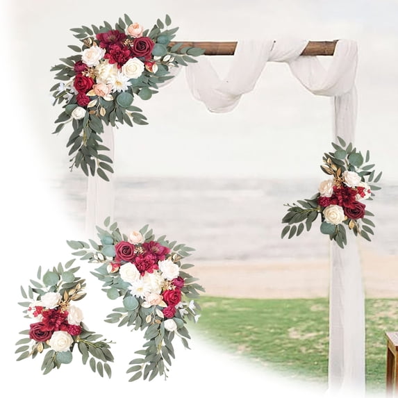 Elegant Wedding Floral Arrangement Set with Roses and Ribbons for Decorative Garland Displays