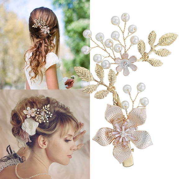 Elegant Wedding Hair Comb Bridal Accessory with Pearl Flower Rhinestone Decoration for Brides and