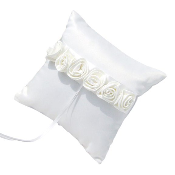 Elegant Wedding Rings Display Pillow Fabric Flower Accent Durable Portable Rings