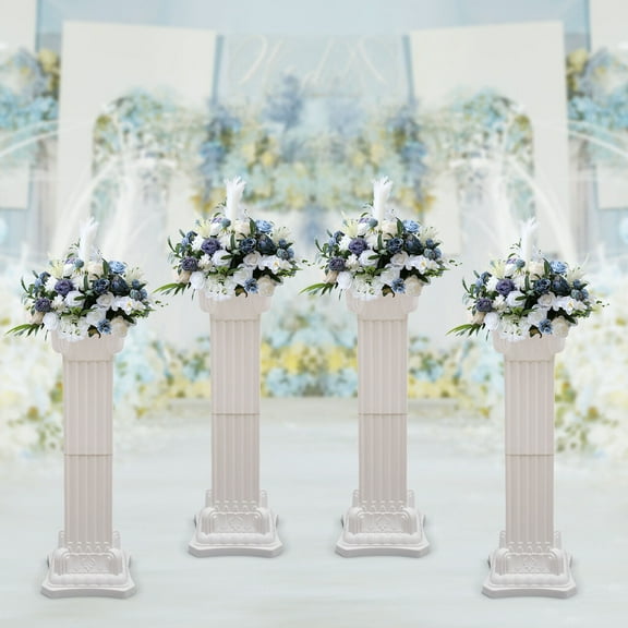 Elegant Wedding Roman Column Set,Artistic Statue Landscaping Roman Pillar,Flower Floral Pot Columns Pedstal Stand for Wedding Party Event Road Decoration 4 PCS 35.4 Inch