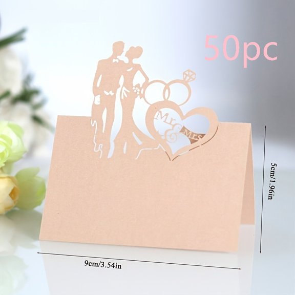Elegant Wedding Table Number Cards - Bride and Groom Silhouette Design Heart Shape Cutout Pattern Premium Paper Table Number Cards Suitable for Wedding, Anniversary, Valentine's Day Party Decoration