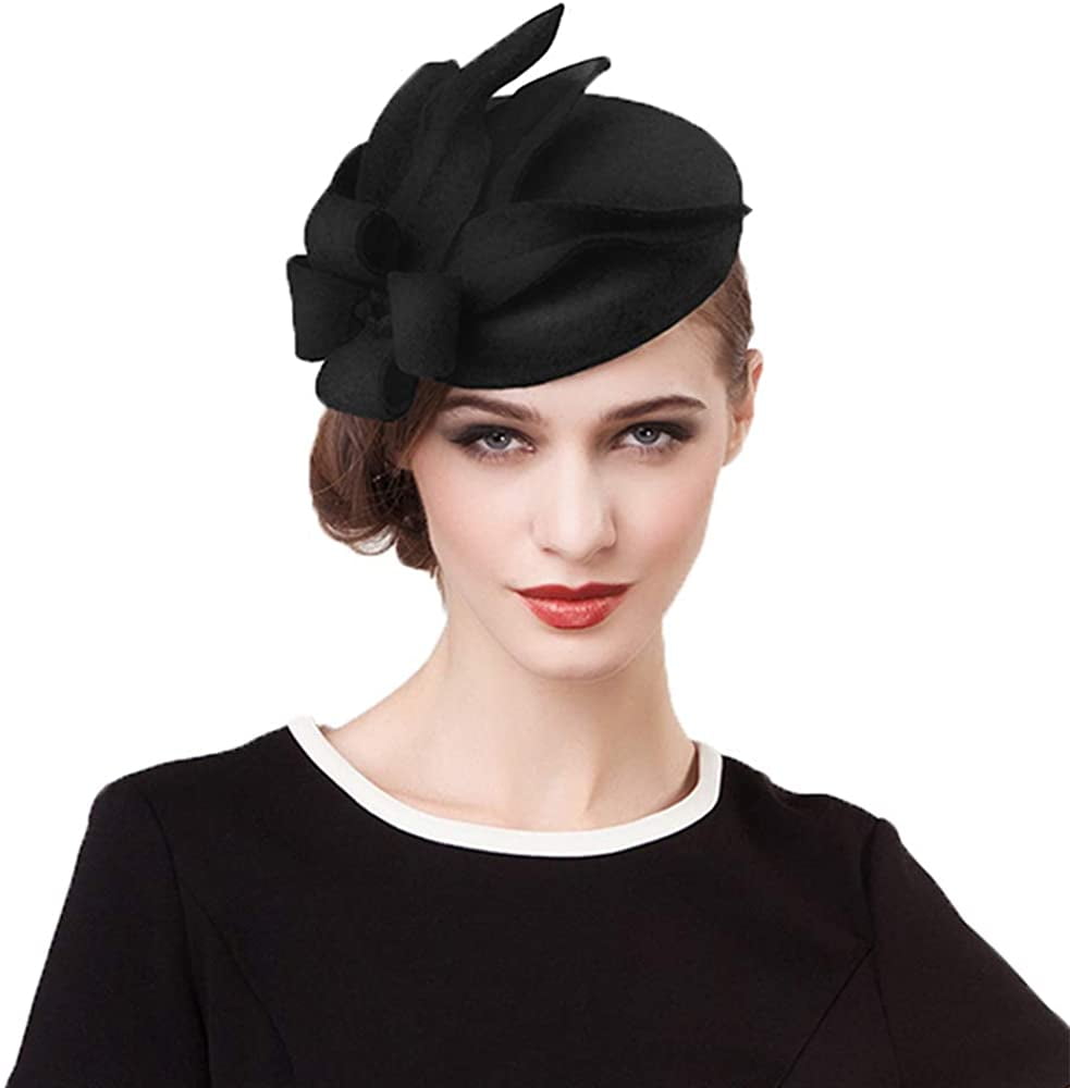 Elegant Wedding Wool Felt Fascinator Cocktail Pillbox Hat  display picture 3