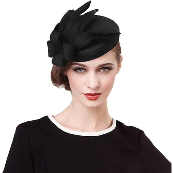 Elegant Wedding Wool Felt Fascinator Cocktail Pillbox Hat Ladies Winter Floral Fedoras