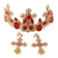 thumbnail image 1 of Elegant Western Style Retro Gold Plated Wedding Head Crown with Ear Ring Set, 1 of 1