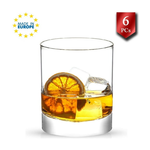 Elegant Whisky Glasses Set of 6, Whisky Cups for Indoor and Outdoor Parties, 10.75 oz