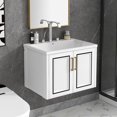 Elegant White 24” Wall Mounted Bathroom Vanity with Ceramic Basin Solid