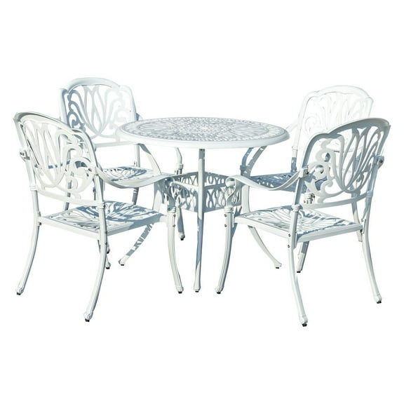 Hi-Line Gift Ltd. Elegant White- All-Weather Cast Aluminium Bistro Ensemble